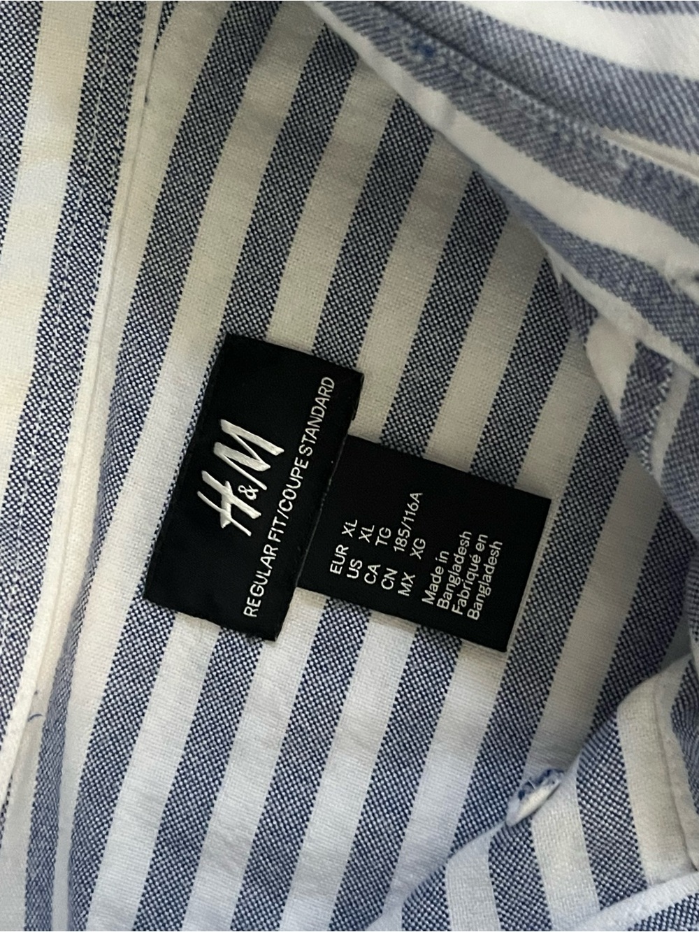 Pack of XL Men’s Button Up H&M/Zara White Shirt Blue Strip - Picture 5 of 7